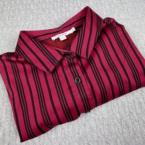 Chico's Women’s Maroon and Black Striped Button-Up Shirt 14